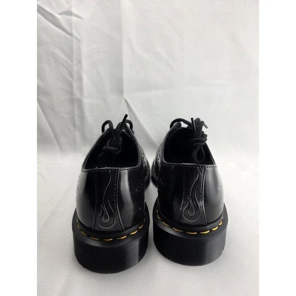 Dr. Martens 1461 INFERNO Arcadia 3-Eye Shoes Black Silver Flames Unisex Sz US 8 - Picture 5 of 11